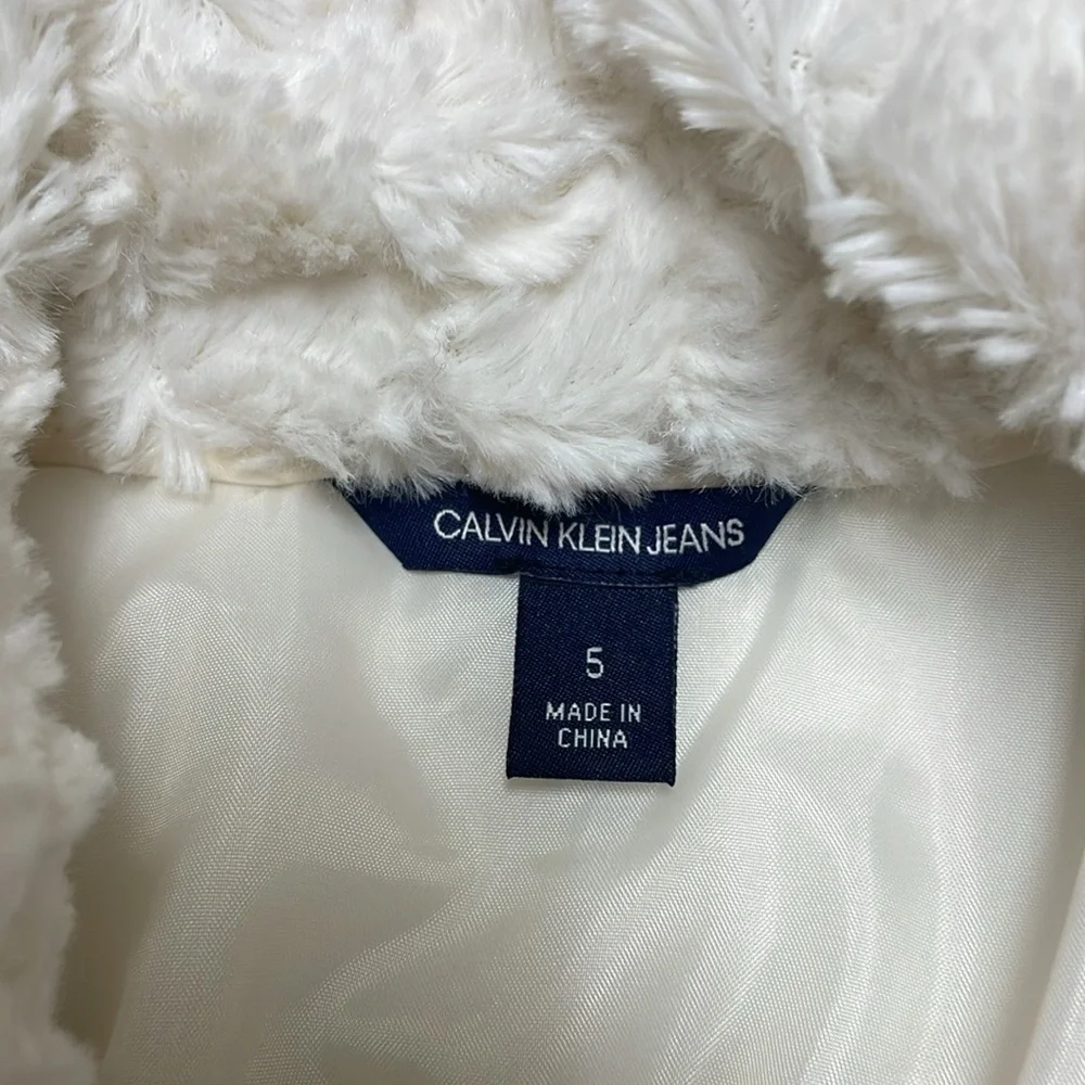 CALVIN KLEIN Little Girl's Textured Faux Fur Coat size 5